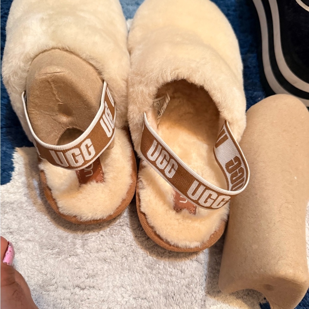 UGG Cream Cozy Slippers with Plush Material, never used